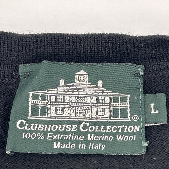 Mens Masters Clubhouse Collection Sweater Vest Black L Merino Wool Made in Italy - Picture 2 of 8